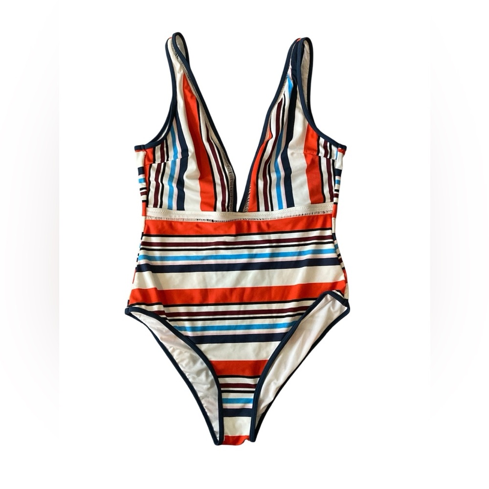 Cupshe Medium Red and Blue One Piece Swimwear Classic Nautical Design - Picture 1 of 5